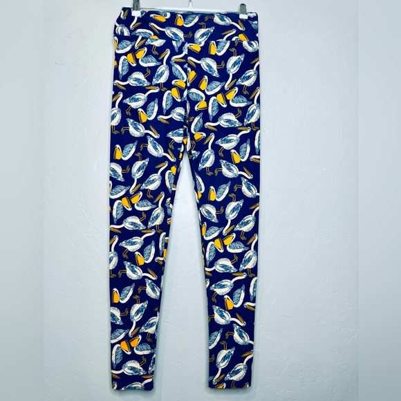 Lularoe Leggings Pelican Navy Print One Size NEW! - Picture 2 of 12